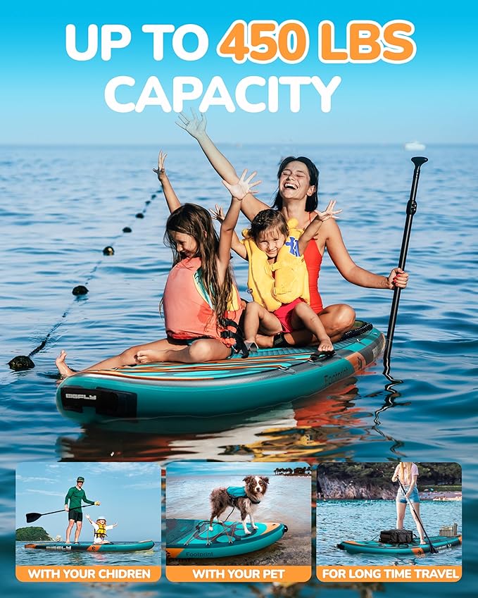 Bigfly 11'6×35" Super Wide Inflatable Stand Up Paddle Board, Ultra Stable Wide SUP for 2+1 People/Family/Big Size, 100L Backpack, All-Round Sup Board, US Big Fin