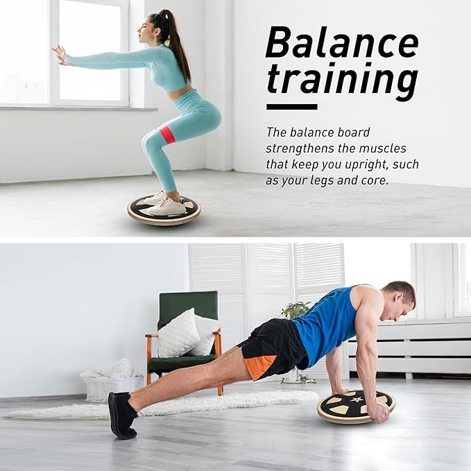 Yes4All Versatile Wooden Wobble Balance Board, Balance Trainer for Mobility Training, Standing Desk, Core Training, Exercise Balance Stability Trainer