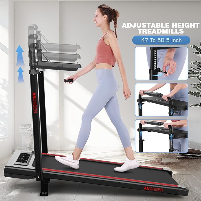 ANCHEER Walking Pad Treadmill with 12% Incline&Adjustable Height, 4 in 1 Under Desk Treadmills with Desk Workstation, Foldable Treadmill for Home 300lb,3 Type Control