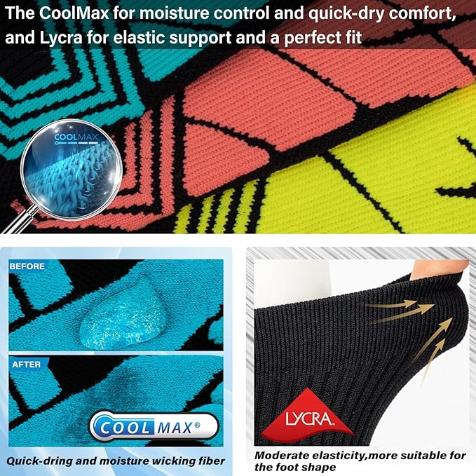 Hylaea Quarter Athletic Running Socks No Blister, Cushion Moisture Wicking Socks for Cycling Sport