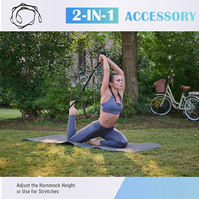 ZELUS Aerial Yoga Swing Sling Strong Yoga Hammock Kit Set Trapeze Inversion Equipment Include 2 Extensions Straps and Ceiling Mounting Kit