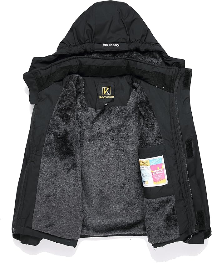 Keevoom Boys Winter Coat Ski Jacket Windproof Kids Snowboard Warm Fleece Snow Coat Waterproof Outdoor Hooded Ski Coats