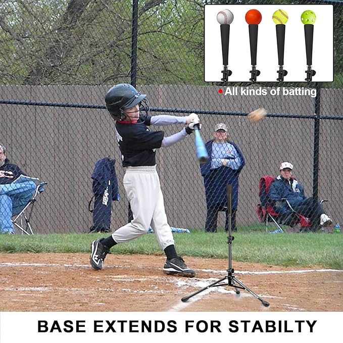 Baseball Tee Batting Tee Softball Tee Portable Travel Hitting Tee,Easy Adjustable Height,Stable Tripod Stand