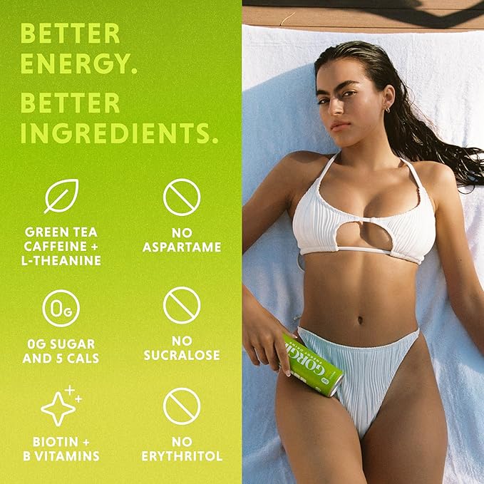 GORGIE Sugar Free Natural Energy Drinks, Sparkling Citrus Burst (12 Pack) - Healthy Energy Drinks - Natural Coffee Replacement with Green Tea Caffeine and Biotin - 150mg Caffeine, Vegan, & Low Calorie