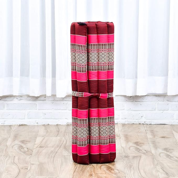 Leewadee Meditation Cushion Set – 1 Round Zafu Meditation Pillow and 1 Square Roll-Up Zabuton Meditation Mat, Pillows Bundle Filled with Kapok