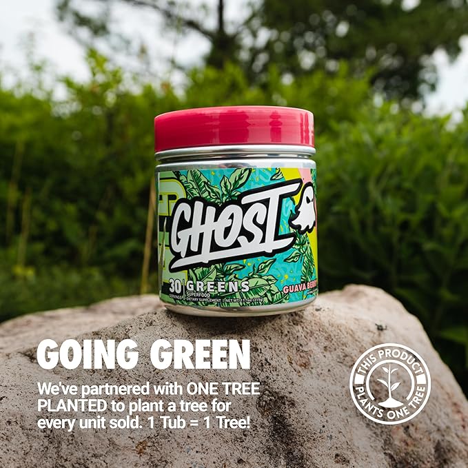 GHOST Greens Powder, Lime - 30 Servings - 19 Superfood Greens & Reds Powder, Fruits, Vegetables, Spirulina, & Chlorella, Prebiotics, 10 Billion CFU Probiotic & Digestive Enzymes - Gluten-Free