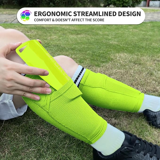 Kids Youth Soccer Shin Guards with Sleeves, Slip in Shinguards Soccer Shin Pads for 3-15 Years Old Boys Girls Child Teens