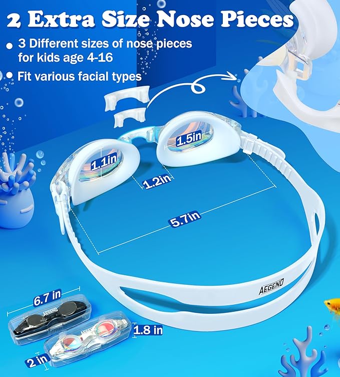 Aegend 2 Pack Kids Goggles, Swimming Goggles for Kids Age 4-16 Boys and Girls Youth, Anti-Fog Waterproof Anti-UV Pool Goggles