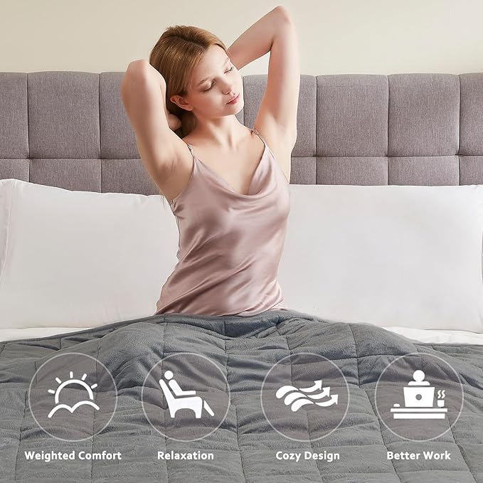 L'AGRATY Weighted Blanket - 48"x72" 20lbs Soft Breathable Heavy Blanket Minky Material with Glass Beads for Adult All-Season Summer Fall Winter Soft Thick Comfort