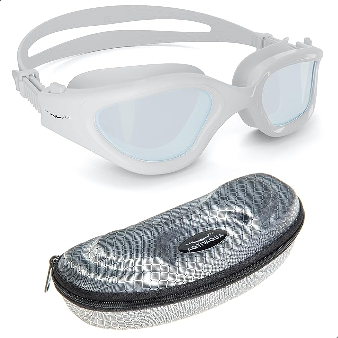 AqtivAqua Swimming Goggles, DX Wide View Swim Goggles for Adult Men Women, Anti Fog No Leaking