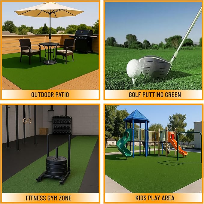 Ottomanson Artificial Turf Golf Hitting Mat 3' x 18' Indoor/Outdoor Waterproof Synthetic Fake Grass for Putting Practice Baseball Football Sports Gym Backyard, Custom Size 2' up to 30'
