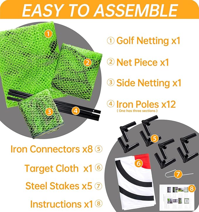 Golf Practice Hitting Nets for Backyard Driving Indoor Use Heavy Duty Practice Golf Driving Nets for Backyard Premium Portable Golf Impact Nets Cages with Frame