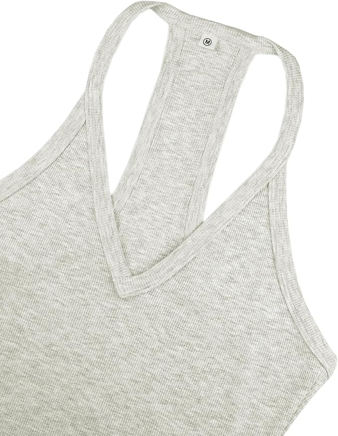 iGENJUN Workout Tops for Women Racerback Basic Tank Summer 2025 Camisole V Neck Slim Fit Ribbed Sleeveless