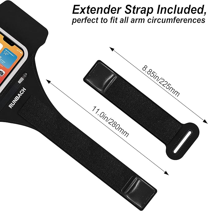 Armband for iPhone 16 Pro Max/16 Plus/15 Pro Max/15 Plus/iPhone 14 Pro Max/14 Plus/13,12,11 Pro Max/XS Max,Water Resistant Sport Armband with Zipper Slot for Airpods and Keys (Black)