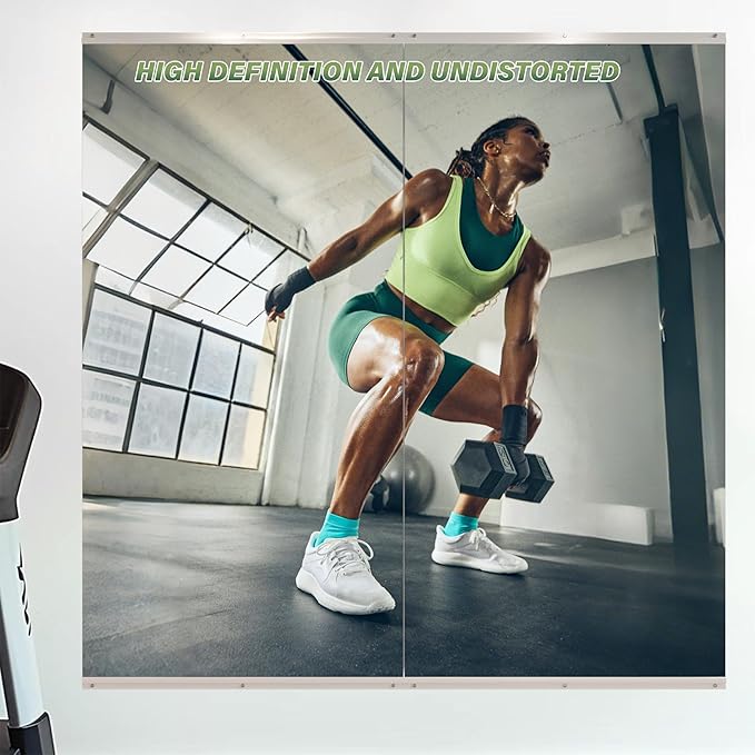 ROOMTEC Workout Mirrors for Home Gym 60"x48", Large Wall Mirror Full Length for Fitness, Yoga, Big Wall Mounted Frameless Glass Mirror for Garage, Dance Studio, Bedroom