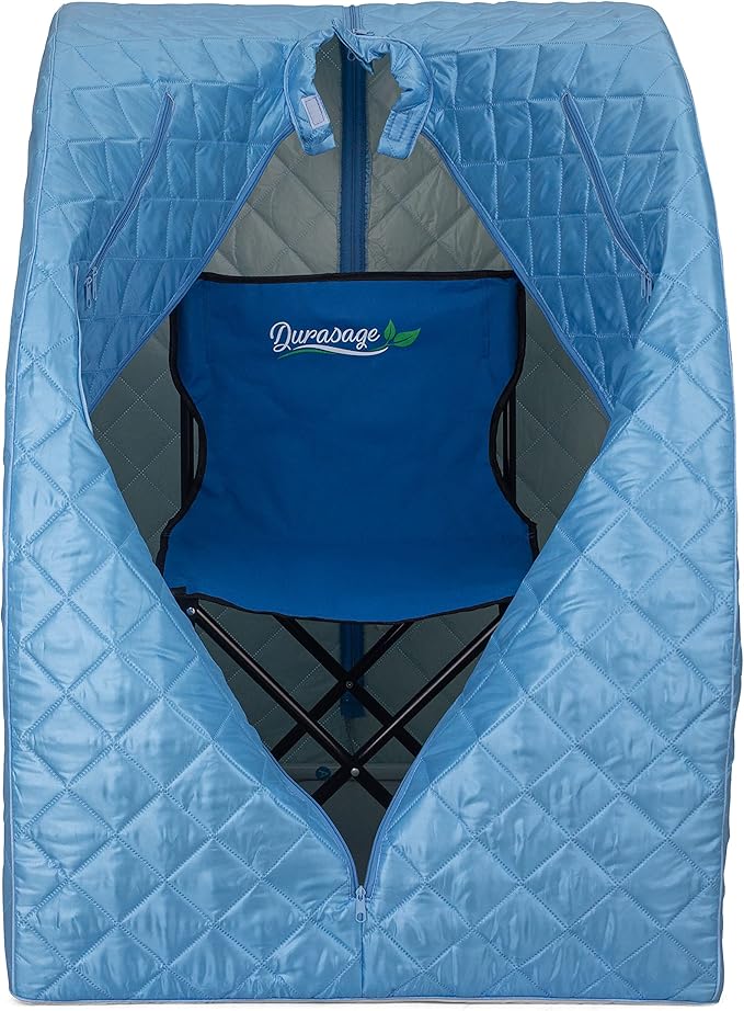 Durasage Portable Personal Steam Sauna for Home – Foldable Full Body Spa Tent with 800W Steam Generator, 60-Min Timer, Chair Included for Relaxation & Wellness