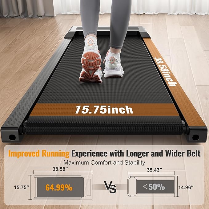 Walking Pad, 2.5HP Under Desk Treadmill for Home Office, 300 Lbs Capacity Portable Treadmills with Remote Control & LED Display, 2 in 1 Running Pad for Walking Jogging and Running