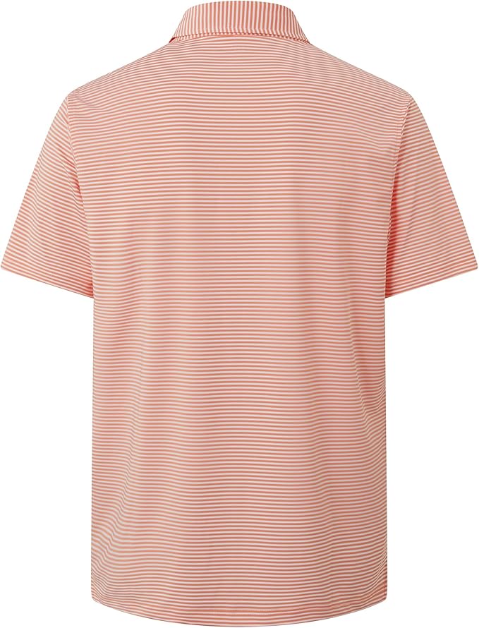 Golf Shirts for Men - Moisture Wicking Short Sleeve Performance Sport Casual Striped Collared Mens Polo Shirt