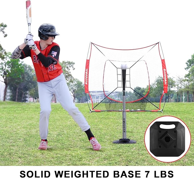 Baseball & Softball Batting Tee,Portable Hitting Tee,with Heavy Duty Base,Flexible Rubber Top,Adjustable Height