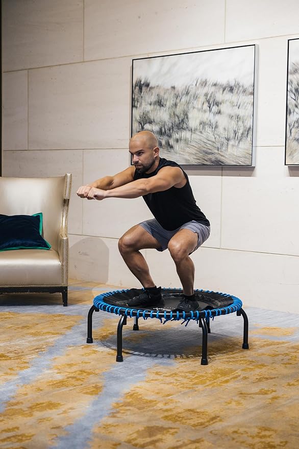 JumpSport 350 PRO Indoor Heavy Duty Fitness Trampoline, 39-inch | 36 Premium EnduroLast 4 Elastic Cords | Customized Bounce with 7 Settings | 300 lb Wt. Rating | 60-Day Free Trial to 350+ Videos