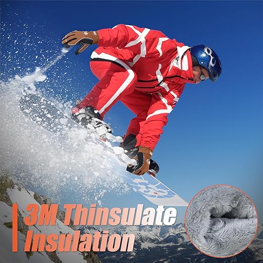 HANDLANDY Winter Insulated Work Gloves, 3M Thinsulate Thermal Water-Resistant Gloves for Men Women Touch Screen, Warm Ski Snowboard Cold Weather Gloves (Brown, X-Large)