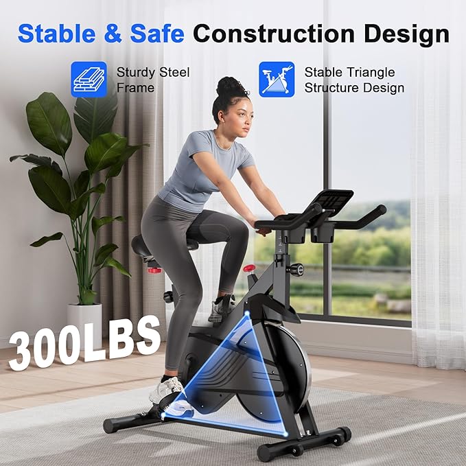 Superun Exercise Bike, Stationary Bikes for Home Gym with 32-Level Magnetic Resistance, 300LBS Capacity Indoor Cycling Bike with Comfortable Seat, LED Display