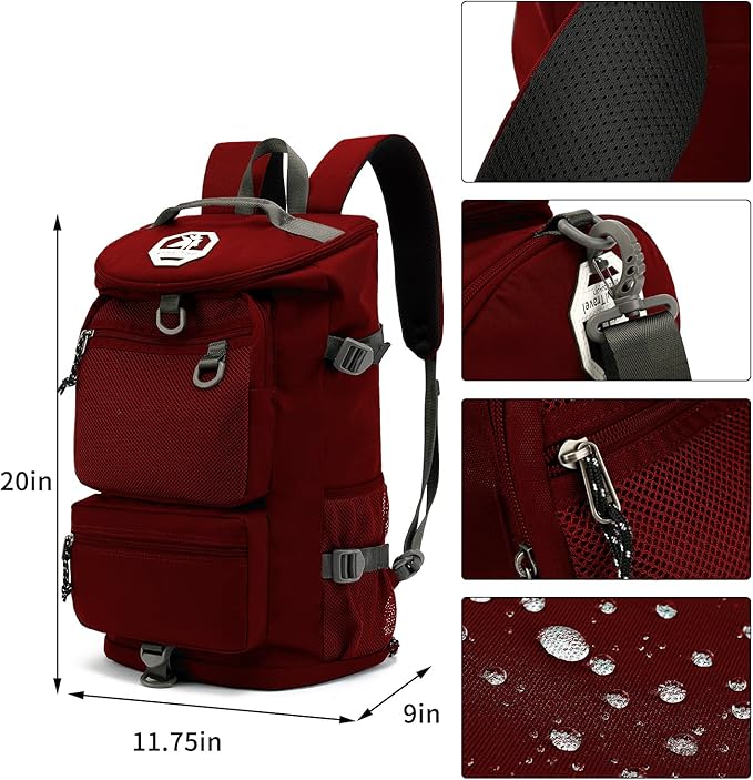 Kalesi Gym Duffle Bag Backpack 4-Way Waterproof with Shoes Compartment for travel Sport Hiking laptop