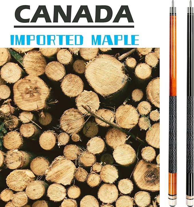 AKLOT Pool Cues,Set of 4 Pool 58" Cue Sticks Canadian Maple Wood Cue Stick for Professional Billiard Players 18 19 20 21 oz