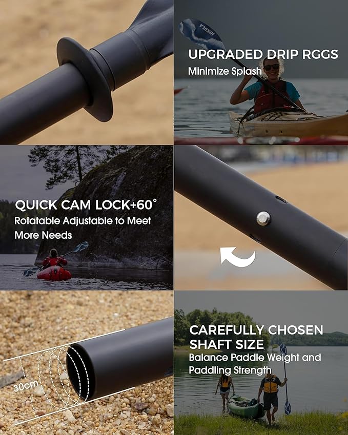 Kayak Paddle Aluminum Shaft Paddle with Nylon Blades, Floating Adjustable Kayaking Oars, 3 Piece, 220-240cm/86-94 Inches,Black/Rose/Teal/Black/Orange/Grey