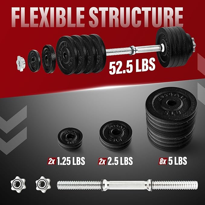 Yes4All Old School Adjustable Dumbbell Set with Weight Plates, Star Lock Collars/Connector, 40lbs to 200lbs Adjustable Weight Plates Set