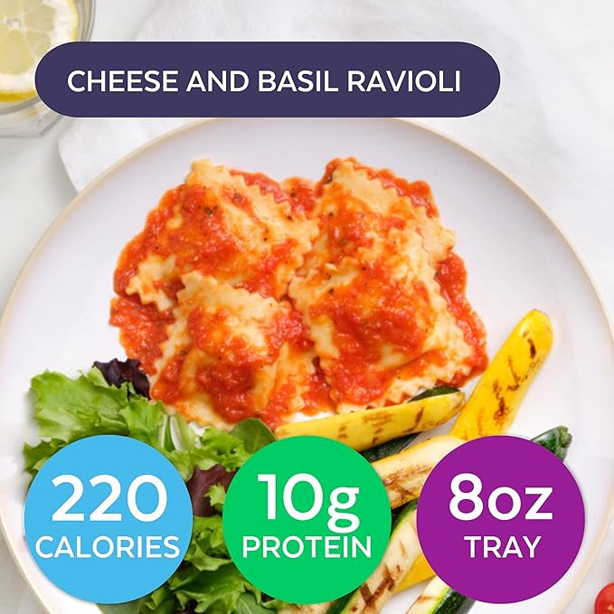 HMR Pasta Classics Entree Bundle 1 ea Penne Pasta w/Meatballs, 1 ea Rotini Chicken Alfredo, 2 ea Cheese & Basil Ravioli, and 2 ea Creamy Mac & Cheese, 7-8 oz, 6 Ready to Eat Meals