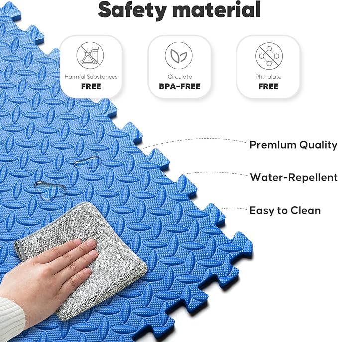 Home Gym Mat, Puzzle Exercise Mat, 1of EVA Interlocking Foam Floor Tiles for Home Workout Equipment and Kids' Play Areas - Grey, 24 in x 24 in x ½ in - 32 Tiles (Grey, 32 Pack 128 sq ft)