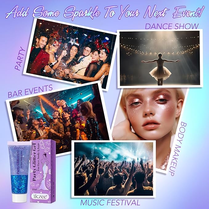 6Pcs Body Glitter for Women - Holiday Glitter Gel for Face &Body & Hair & Nail DIY｜Hair Glitter Gel Create A Stunning Visual Feast ｜Multiple Purpose Body Glitter Gell Long Lasting Mermaid Series Set