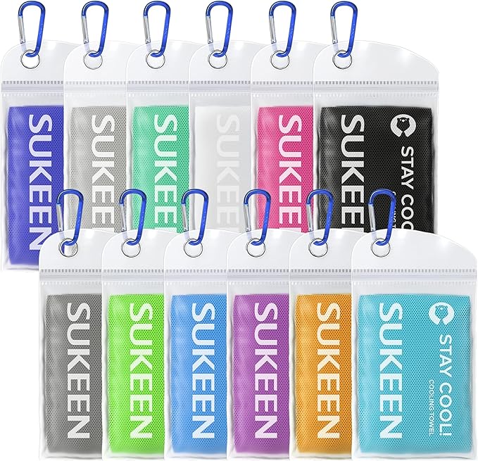 Sukeen 12 Pack Cooling Towel (40"x12"), Ice Towel Sets,Soft Breathable Chilly Towel,Microfiber Towel for Yoga,Sport,Running,Gym,Workout,Camping,Fitness,Workout
