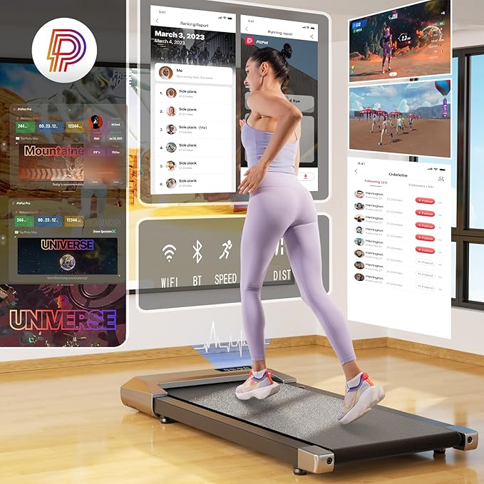 SupeRun Walking Pad, Under Desk Treadmill, 3 in 1 Portable Treadmill with Remote Control LED Display, 2.5 HP Quiet Walking Jogging Machine for Office Home Use, 300 Lbs Capacity