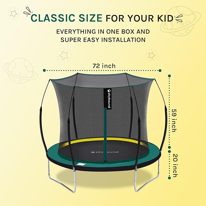 SkyBound 14 FT 12 FT 10FT 8FT 6FT Springless Trampoline for Kids and Adults - Recreational Trampolines with AntiRust Coating - Bungee Cords Outdoor Trampoline for Kids - No-Gap Design Zipper System