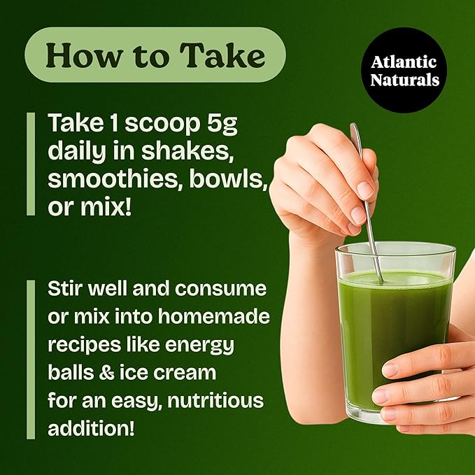 Atlantic Naturals Organic Sea Moss Super Greens Powder - Greens Superfood with 12 Vegetables, 15 Fruits, Probiotics, 16 Herbs & Spices - Digestive Health, Energy, Skin & Immunity - Mixed Berry Flavor