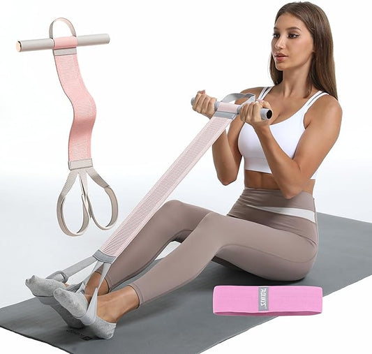 Multifunctional Tension Rope Set – Sit-Up Assistance, Knitted Fitness Equipment for Abdominal/Waist/Arm/Leg Stretching & Weight Loss Training，Gift a 90 Pound Knitted Resistance Strap