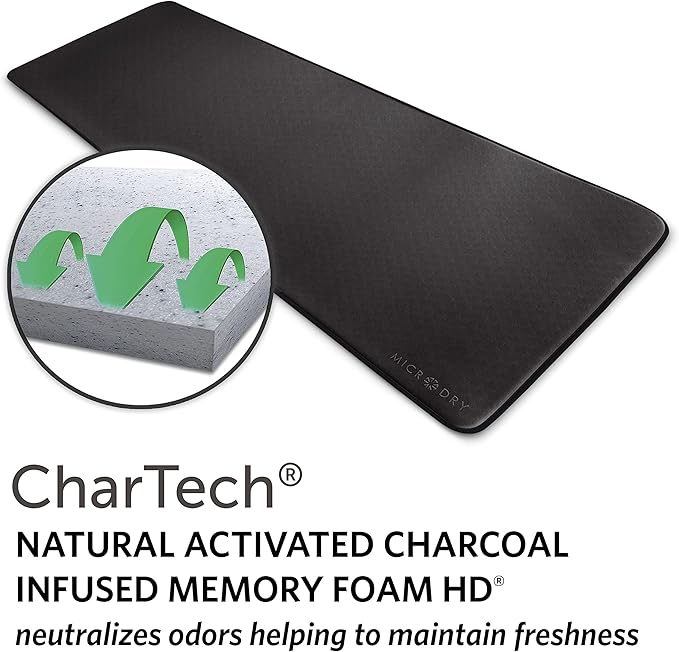 MICRODRY Deluxe Fitness Exercise Yoga Mat for Home & Gym, Extra Thick for High Impact Training, Multi Layered Skid Resistant Surface, Odor Neutralizing with Carrying Strap