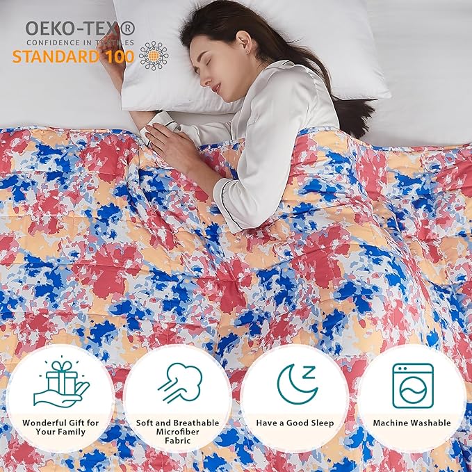 L'AGRATY Weighted Blanket - 48"x72" 20lbs Cooling Breathable Heavy Blanket with Glass Beads for Adult All-Season