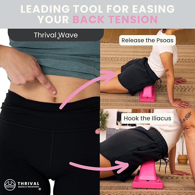 Thrival Wave - Fully Adjustable Psoas, Back and Hip Flexor Muscle Release Tool for Deep Tissue, Trigger Point Massage (Pink) – Made in USA