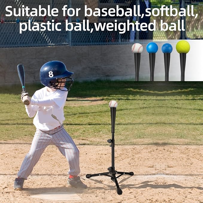 Baseball Tee For Kids, Easy Adjustable Batting Tee From 20.85 to 31.30 Inches. Foldable and Stable Baseball Tees for Hitting with Portable Bag. Softball Tee for Children Aged 3-10 Baseball Training.