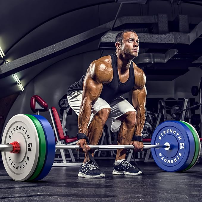 Olympic Rubber Bumper Weight Set - 2 Inch Barbell Plates for Home Gym Strength Training