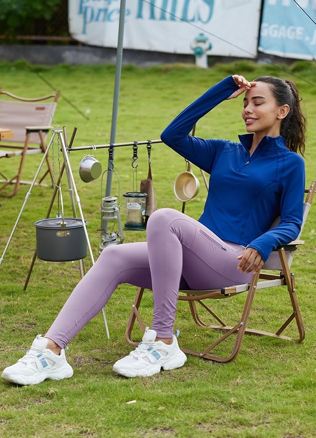 baleaf Women's Fleece Lined Leggings Waterproof Winter Hiking Pants Thermal Running Tights Zipper Pockets High Waisted