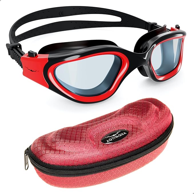 AqtivAqua Swimming Goggles, DX Wide View Swim Goggles for Adult Men Women, Anti Fog No Leaking