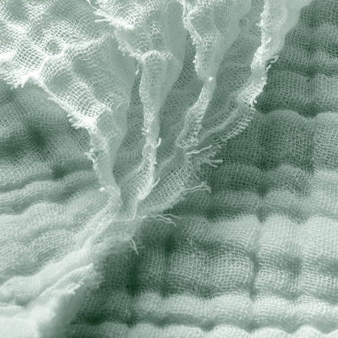 Carriediosa 100% Cotton Muslin Throw Blanket 50" X 70" Throw XL Size，4-Layers Summer Gauze Throws for Bed Couch，Soft Lightweight Breathable Linen Blankets Bedspread for Adults All Season，Sage Green