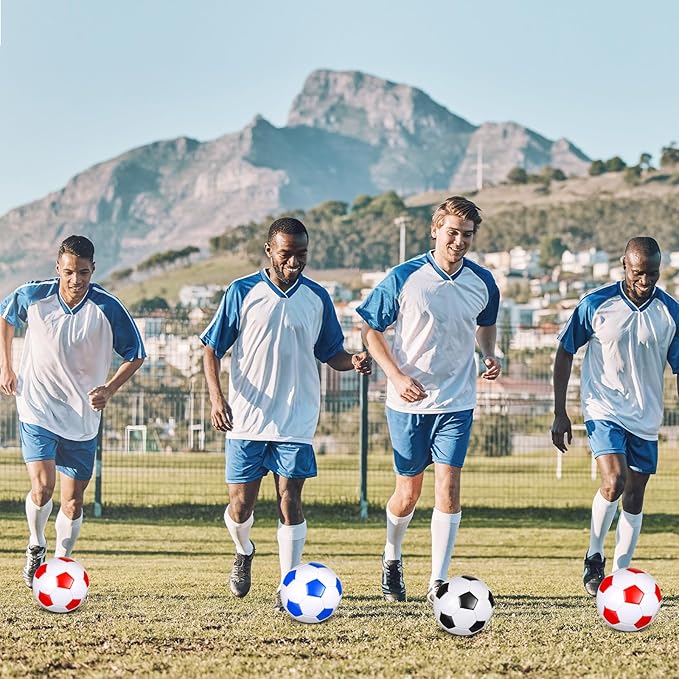 Jenaai 24 Pcs Operation Christmas Deflated Soccer Balls with Pump Bulk Official Size Soccer Ball for Teen Adult Kid Indoor Outdoor Outside Sport Training Party Gift Christian Charity Donation