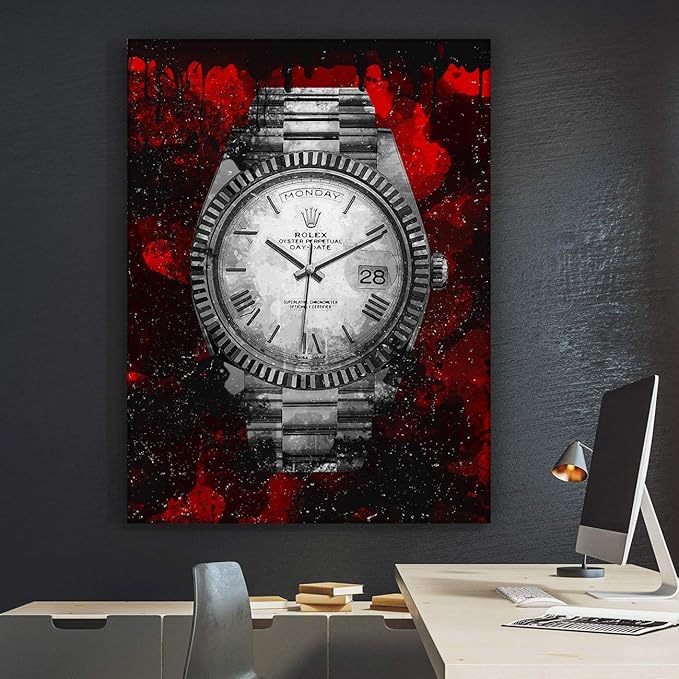 Luxury Watch Canvas Print Office Wall Decor Modern Art Pop Culture Decoration Inspiration Clock Timer Prints Framed Arts Walls Furniture (48" x 36")