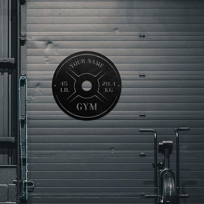 Personalized Home Gym LED Tin Metal Sign Multiple Sizes, Weight Lifting Exercise Workout Room Training Fitness Center Motivational Inspirational Quotes Decor Wall Art Hanging Accessories (06 w/o LED)