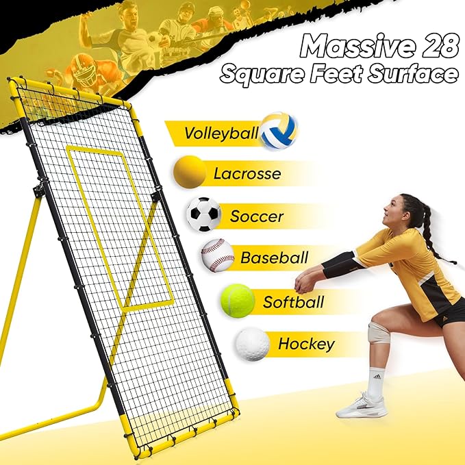 Adjustable Volleyball Rebounder Net Equipment 7x4 FT with Volleyball Practice for Adult Backyard Indoor Outdoor Training